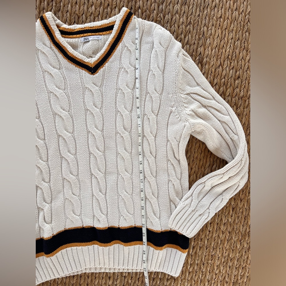 Zara collegiate chunky knit sweater, size large - Picture 3 of 4